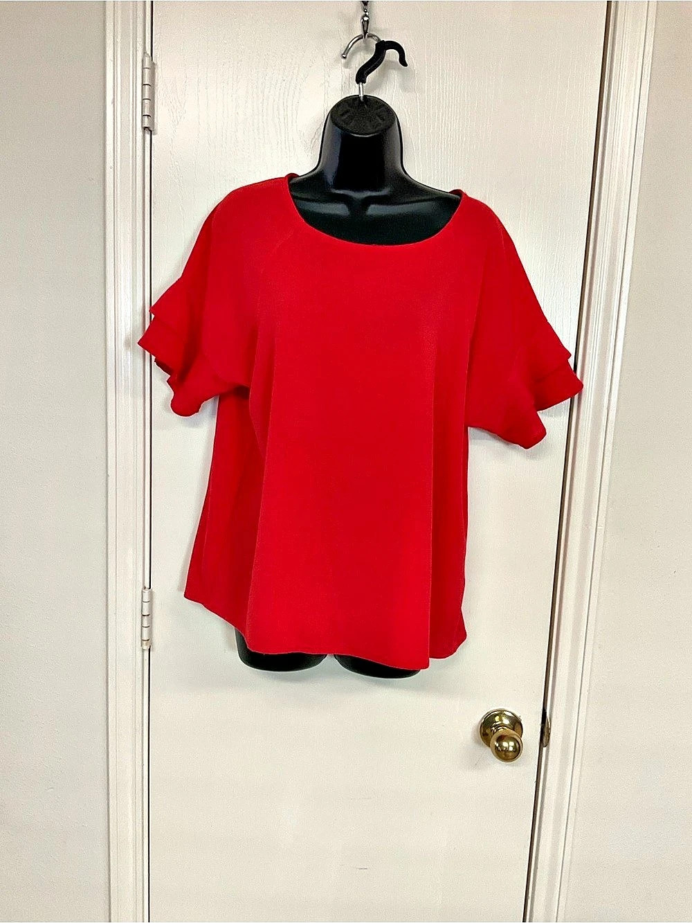 Umgee Red Ruffle Sleeve Blouse Size Small Like New